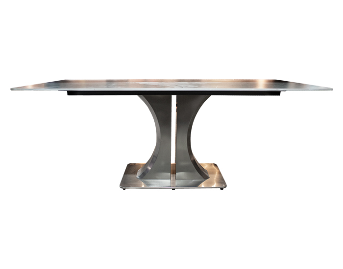 MESA DE COMEDOR TRIÁNGULO GRIS (160×80cm)