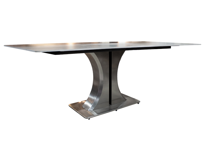 MESA DE COMEDOR TRIÁNGULO GRIS (160×80cm)