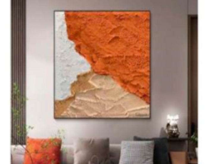 CUADRO GARNET-NARANJA (100×100cm)