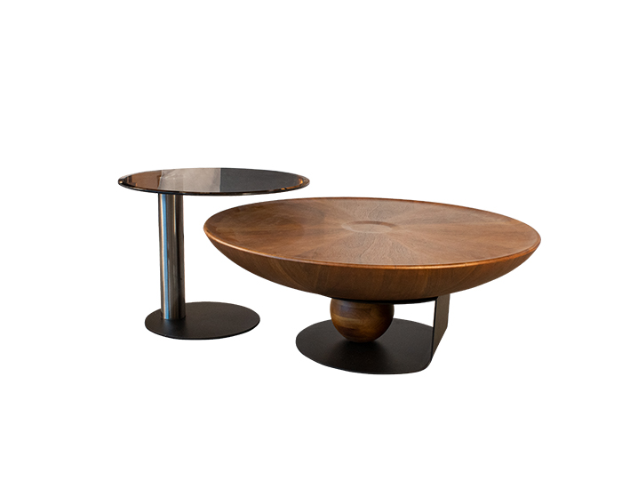 SET MESA DE CENTRO Y MESA LATERAL – DISEÑO MODERNO EN MADERA Y METAL (90×31 CM Y 55×39 CM)