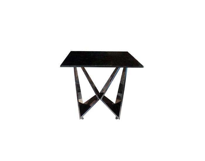 MESA LATERAL SPARTA NEGRO CON BASE ACERO INOXIDABLE (60×60×50cm)