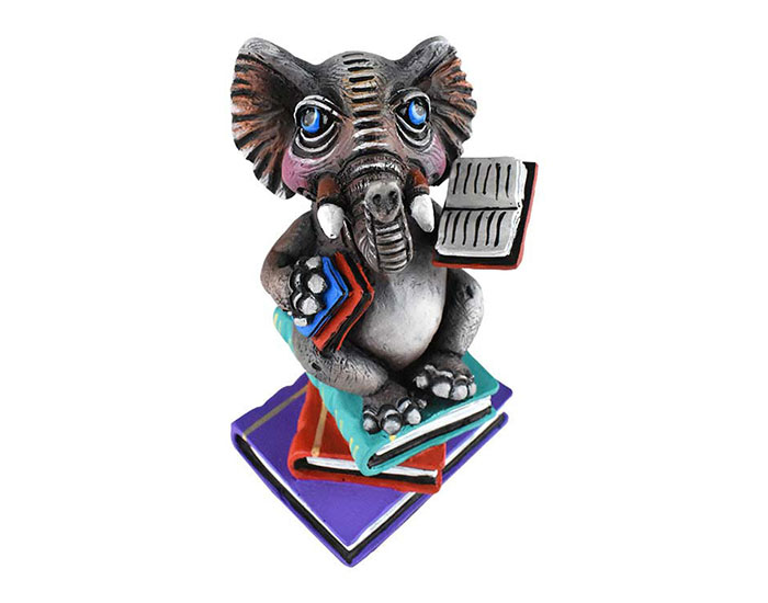 ESCULTURA DECORATIVA ELEFANTE MINI CLUB DE LIBROS (15×9×8cm) - MOD. MCH.ESC.0106