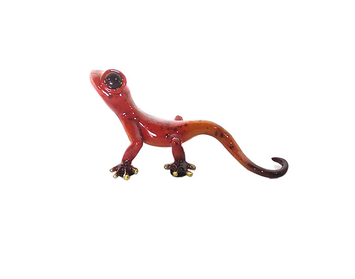 ESCULTURA DECORATIVA GECKO MINI ROJO DE BRONCE (4×5×8cm) - MOD. MCH.ESC.0124